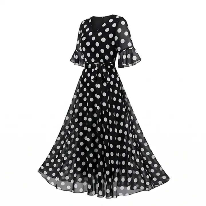New%20Women's%20Attractive%20Stylish%20Premium%20Quality%20Dot%20Print%20One%20Piece%20Long%20Kurti%20-%20Image%203