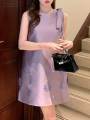 ZANZEA Women Elegant Sleeveless Mini Dress Korean Decor Flower Bow Tank Robe 2024 Autumn Round Neck Vestidos Holiday Party Dress.