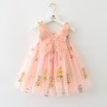 Kids Princess Dress Mesh Sling Bridesmaid Dress Puff Skirt with 3D Wings Fairy Stylish Gown. 