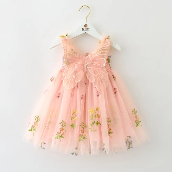 Kids%20Princess%20Dress%20Mesh%20Sling%20Bridesmaid%20Dress%20Puff%20Skirt%20with%203D%20Wings%20Fairy%20Stylish%20Gown%20-%20Image%207