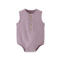 Summer Solid Newborn Baby 100% Cotton Linen Bodysuits Boy Girl Sleeveless Romper Jumpsuit Soft Skin-friendly Thin Comfy. 