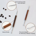 Latte Art Pen, Coffee Drawing Tool with Wood Handle, Double-Ended Barista Accessories for Creating Professional Espresso Tools. 