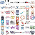 50Pcs Cute Dental Tooth Shaped Stickers Cartoon Teeth Sticker Dentist Store Toothbrush Label Decoration Dentistry Gifts. 