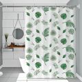 Simple wind green leaves bathroom shower curtain shielding partition Shower curtain quick dry can be scrubable light opaque bath.