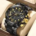FOXBOX 5ATM Waterproof LCD Dual Display Quartz Wristwatch Multifunctional Electronic Watch for Men Sports Silicone Watches Man. 