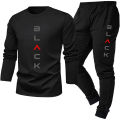 2-piece men's sleepwear set for spring summer autumn winter long sleeved pants letter patterned base shirt home wear set. 