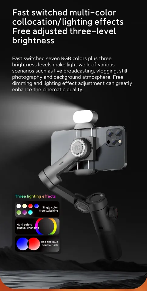 Luce LED RGB Magnetica AOCHUAN – 7 Colori, 3 Livelli Di Luminosità, Batteria 180 Minuti, Per Gimbal E Vlogging