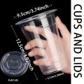 50pcs/Set 12/16OZ Plastic Cups With Lids Disposable Cups For Iced Coffee Smoothie Milkshake Cold Drinks Birthday Party Supplies. 