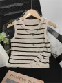 New 2024 Basic Bottoming Striped Chain Elasticity Vests Women Tank & Camis Autumn Winter Wild Crop Short Tops. 