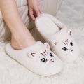 Winter Cute Cat Plush Slippers Women Indoor Comfortable Quiet Soft Sole Floor Slides Couples Winter Warm Fuzzy House Sandals.