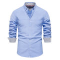 AIOPESON 2023 New Autumn Cotton Men's Oxford Shirt Long Sleeve Button Down Social Business Casual Shirts for Men. 