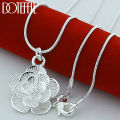 DOTEFFIL 925 Sterling Silver Rose Flower Pendant Necklace 18/20-24/26/30 Inch Snake Chain For Women Wedding Engagement Jewelry. 
