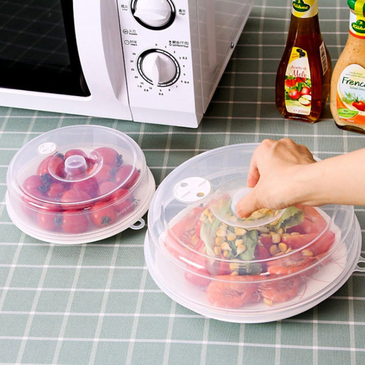 Microwave Food Cover Plate Cover Splatter Guard Non-Stick Plastic Clear Dish Lid 10.5 Inch