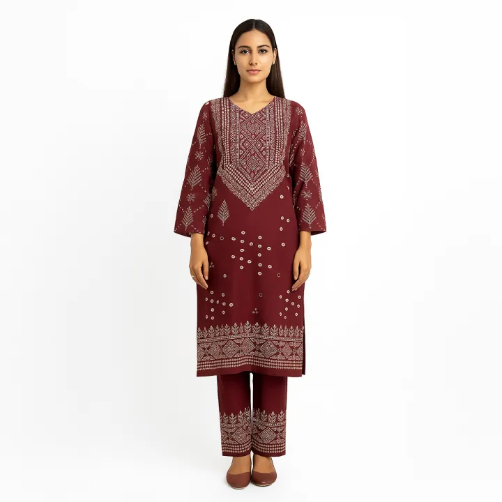 Stitched%20Chunri%202Pc%20Dress%20For%20Women%20Summer%20Linen%20Fabric%20Casual%20Traditional%20Style%20Multiple%20Color%20-%20Image%202
