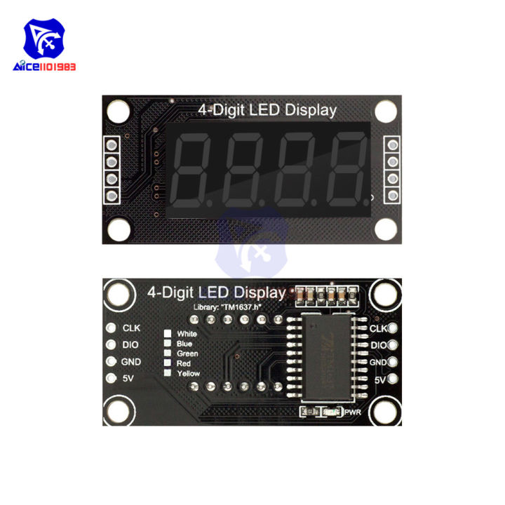 TM1637%200.36"%204%20Bit%20LED%20Digital%20Tube%20Display%207%20Segments%20Red%20Green%20Blue%20Yellow%20White%20LED%20Module%20Board%20with%20Pin%20for%20Arduino%20-%20Image%203