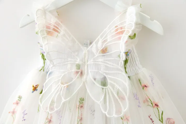 Kids%20Princess%20Dress%20Mesh%20Sling%20Bridesmaid%20Dress%20Puff%20Skirt%20with%203D%20Wings%20Fairy%20Stylish%20Gown%20-%20Image%205