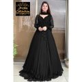 Two Layer Border Front & Back Lace work Long Flare Maxi With Plain Duptta 3PCs. 