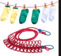 Cloth Drying Rope with Hooks Elastic Cloth Hanging Rope for Cloth Drying with 12 Clips Cloth Rope for Drying Clothes for Travel Home Outdoor Kapde Sukhane ki Rassi Wire - Multicolor. 