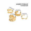 Ingemark 4Pcs/Set Punk Vintage Irregular Geometric Open Rings Creative Adjustable Chunky Metal Finger Ring Statement New Jewelry. 