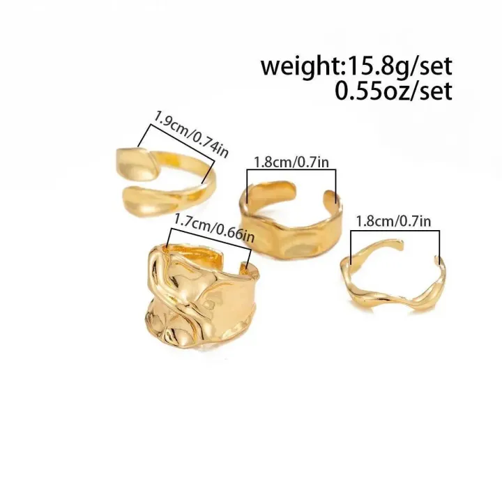 Ingemark%204Pcs/Set%20Punk%20Vintage%20Irregular%20Geometric%20Open%20Rings%20Creative%20Adjustable%20Chunky%20Metal%20Finger%20Ring%20Statement%20New%20Jewelry%20-%20Image%205