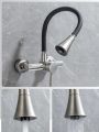 Wall Mount Kitchen Tap Single Handle Faucet Swivel Sink Mixer Tap Brushed Nickel. 