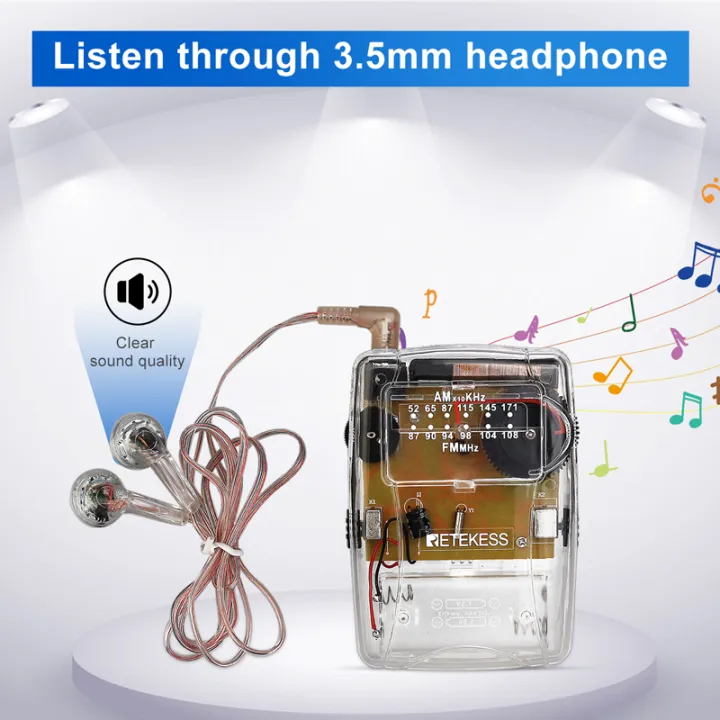 RETEKESS%20TR624%20Transparent%20Portable%20Radio%20AM%20/%20FM%20Pointer%20Tuning%20Support%20Headphones,%20Used%20for%20Church%20Conference%20Museum%20Guide%20-%20Image%204