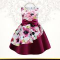 Kids Girls Fashionable Party Frock All Over Flower Pattern Dress For Yours Baby Smile.
