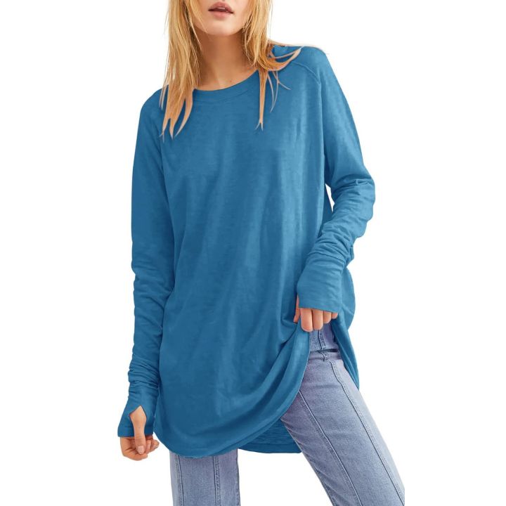Women's%20Tops%20Long%20Sleeve%20Shirts%20for%20Women%20Loose%20Fashion%20Solid%20Color%20Stitching%20Round%20Neck%20Long%20Sleeved%20Drop%20Shoulders%20Sweater%20Top%20-%20Image%205