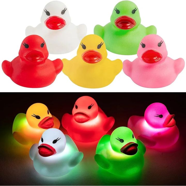 Pack of 10 Luminous Floating Rubber Ducks – Flashing Color Changing Bath Toys for Kids – Waterproof Light-Up Ducklings for Baby Bath Time, Swimming Pool & Summer Water Fun