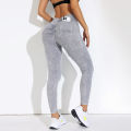 Retro Stone Wash Sportswear Woman Gym Yoga Pants Distressed Seamless High Waist  Women Sports Leggings Tummy Control Squat-Proof. 