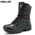 High Quality Men's Brand High-Top Leather Boots Breathable Desert Combat Men's Boots Outdoor Shoes Non-slip Hiking Ankle Boots. 