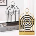 1pc Fireproof Mosquito Coil Holder – Wrought Iron Hanging Birdcage Design. 