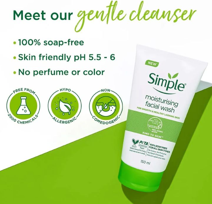Simple Moisturising Facial Wash For Smooth & Healthy Looking Skin For Women -150 ML