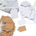 100pcs/Lot Rectangular Paper Price Tag White Wooden Blank String Watch Jewelry Crafts Price Display Cards Package Hang Tag Card. 