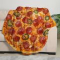 1pc Warm and Cozy Pizza Flannel Blanket - Perfect for Travel and Home Use.