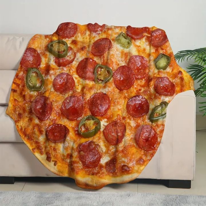 1pc Warm and Cozy Pizza Flannel Blanket - Perfect for Travel and Home Use