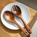 2pcs Salad Spoons 10-inch Durable Acacia Wood Cutlery Set Salad Mixer Fork And Spoon Salad Servers Spcoons Cooking Utensils. 