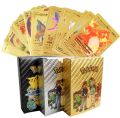 55pcs Pokemon Gold Foil Anime Cartoon Pokemon English Version Tcg Cards For Fans Collection. 