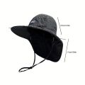 Unisex Wide Brim Hats Quick-drying Caps Bucket Mesh Breathable Sun Hat with Neck Flap for Fishing, Traveling O.