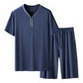 Men's Ultra Fine Modal Pajamas Set Short Sleeves Comfortable Spring Summer Luxury Sleepwear Loungewear for Men. 
