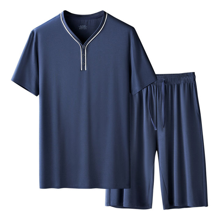 Men's Ultra Fine Modal Pajamas Set Short Sleeves Comfortable Spring Summer Luxury Sleepwear Loungewear for Men