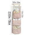 Pink Storage Bag Rack Canvas Wall Mounted Bedroom Storage Bag Multifunctional for Books, Jewelry, and Miscellaneous Items,. 