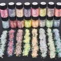 Luminous Nail Glitter Sequin Polymer Clay Mixed Flower Gillter Sequin Fluorescent Flake Glow In The Nail Art Manicure Decor. 