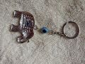 Silver Elephant Evil Eye Charm Keychain. 