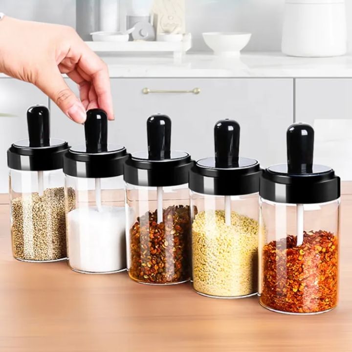 3 - 15 pcs Seasoning Bottle Glass Condiment Storage Containers ...