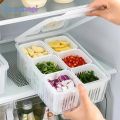 Refrigerator Storage Box 6 Grid Food Vegetable Fruit Storage Box Fridge Organizer Drain Basket Meat Onion Ginger Clear Crisper. 