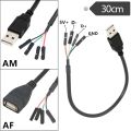 4*1Pin  Motherboard Female Header to USB 2.0 Male /Female Dupont Extender Cable 0.3m；. 