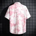 Men and Women's Short-Sleeved Printed Shirt, Casual Beach Clothes, Personality Thin Couple Tops, New. 