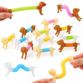 10Pcs Stretchable Dog Stress Relief Pop Tubes Toy Kids Birthday Party Favors Pinata Filler Telescoping Sensory Squeeze​ Toy. 