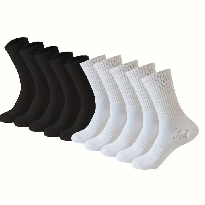5/10/20%20Pairs%20Neutral%20Solid%20Color%20Round%20Neck%20Socks%20Spring%20Autumn%20Sweat%20Absorbing%20Breathable%20Comfortable%20All-season%20Sports%20Socks%20-%20Image%204